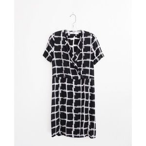 Hope Sweden Black White Grid SS Wrap Clark Dress 2